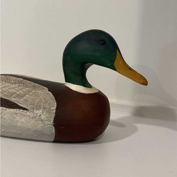 Vintage Signed Hand Carved Duck Mallard Drake Wood Decoy - Picture 6 of 9